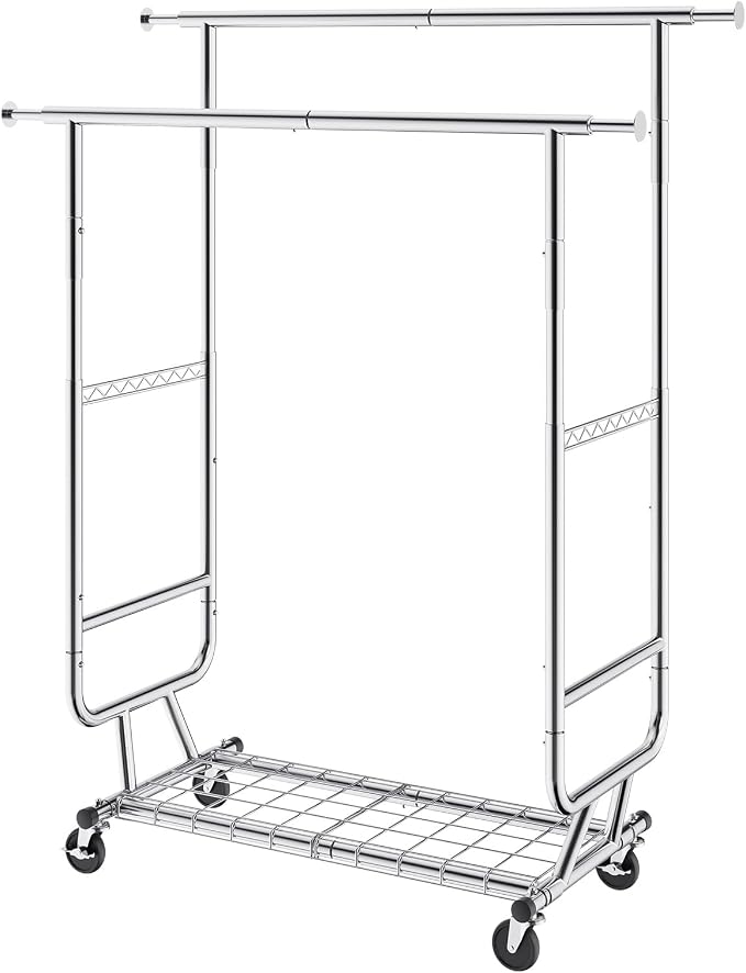 VEVOR Clothes Rack, Rolling Clothing Garment Rack, Extendable Carbon Steel - Image 12