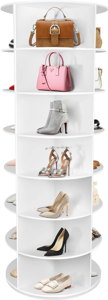 7-Tier Rotating Shoe Rack Tower, 28 Slots, 360° Revolving Storage | 23.6 in by Unknown