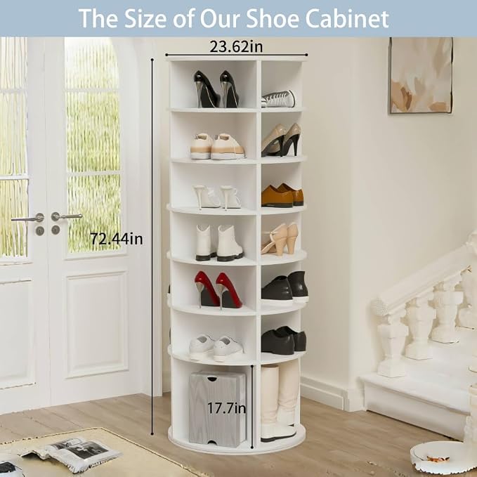 Shoe Organizer, 7 Tier Rotating Shoe Rack Tower, Spinning Shoe Display - Image 3