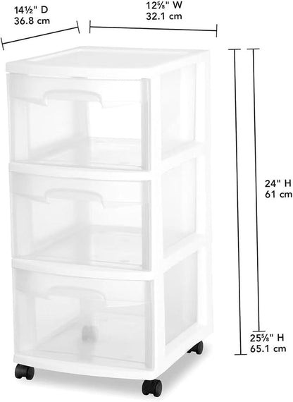 3 Drawer Rolling Plastic Storage Cart - Image 3