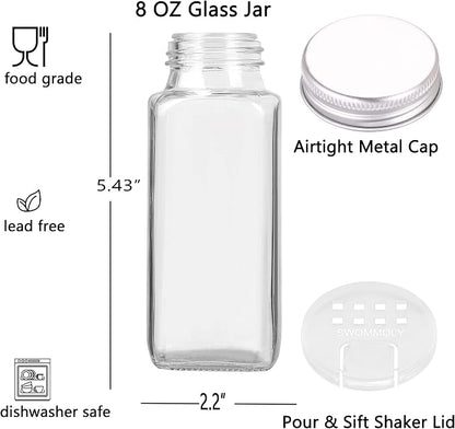 SWOMMOLY 25 Glass Spice Jars 8 oz Empty Spice Bottles - Image 6