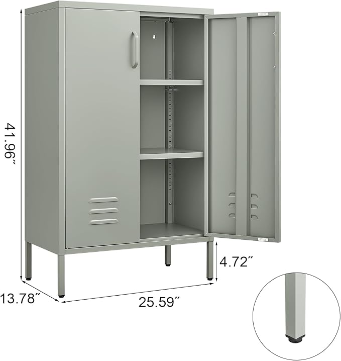 IRONFFICE Metal Cabinet with Doors and Shelves, Steel Entryway Storage Cabinets - Image 3
