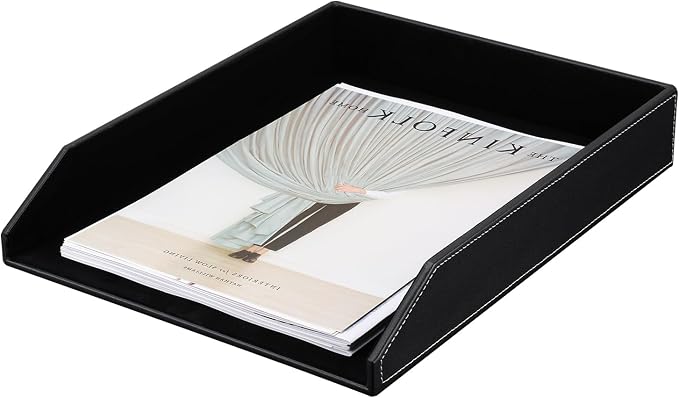 KINGFOM Letter Tray, PU Leather Paper Organizer Tray - Image 4