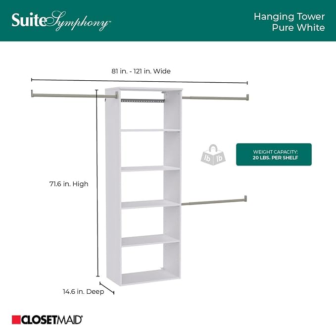 ClosetMaid SuiteSymphony Hanging Closet Kit Includes Tower, Closet Rods - Image 7
