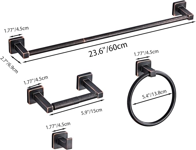 Bathroom Hardware Set 4 Pieces, Oil Rubbed Bronze Bathroom Accessories Set - Image 6