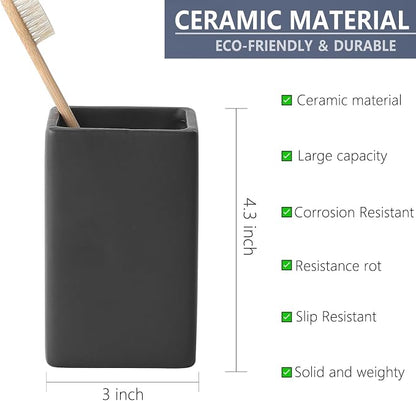 Ceramic Black Square Toothbrush Holder - Image 7