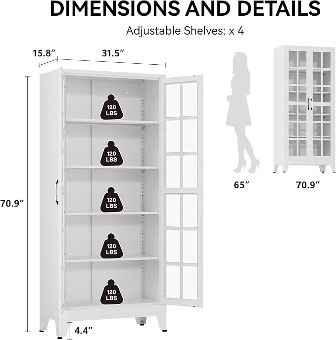COFaR 71" White Glass Door Display Cabinet - Image 2