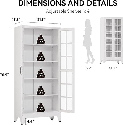 COFaR 71" White Glass Door Display Cabinet - Image 2