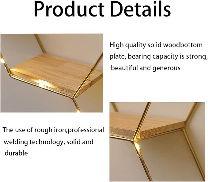 Liywall - Hexagon Floating Shelves Wall Decor - Image 5