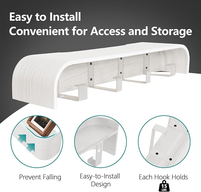 Coat Rack Wall Mount with Hidden Hooks Modern Key Holder Wood Entryway Hook - Image 4