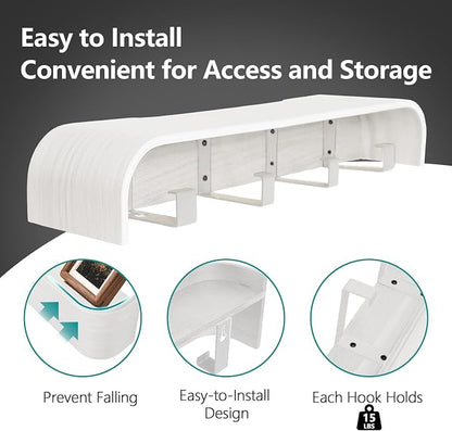 Coat Rack Wall Mount with Hidden Hooks Modern Key Holder Wood Entryway Hook - Image 4