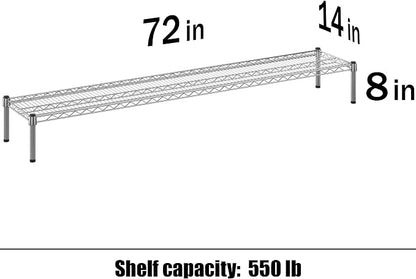 14" Deep x 72" Wide x 8" Height 1-Tier Wire Shelving Kit | NSF Commercial - Image 3