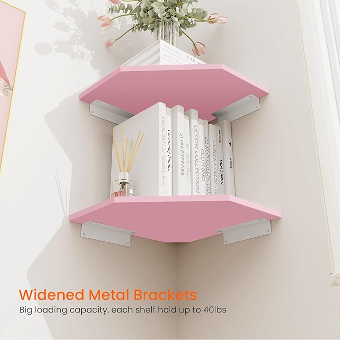 Corner Shelf Wall Mount, Wood Hanging Storage Shelving - Image 5