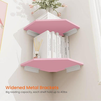 Corner Shelf Wall Mount, Wood Hanging Storage Shelving - Image 5