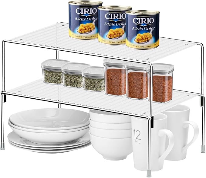 Set of 4 Kitchen Cabinet Organizer Shelves, Stackable Organizer and Storage - Image 5