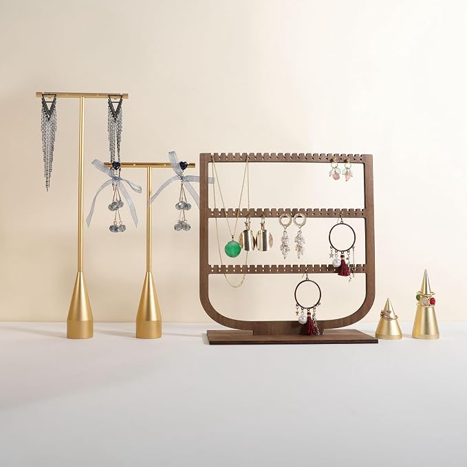 GemeShou wooden hanging jewelry organizer, walnut jewelry display holder - Image 2
