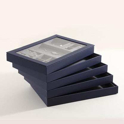 Dark Blue Jewelry Display Tray Ring Necklace Earring Bangle Organizer - Image 5