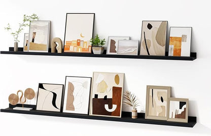 Floating Picture Ledge Shelves for Wall Set of 2, 55 Inches Picture Shelf by FunMemories