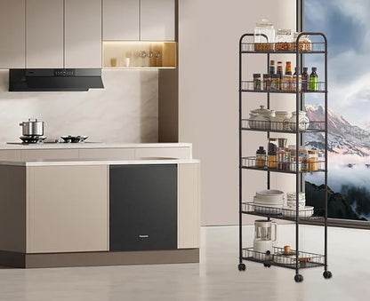 6 Tier Slim Rolling Storage Cart, Mobile Shelving Unit - Image 6