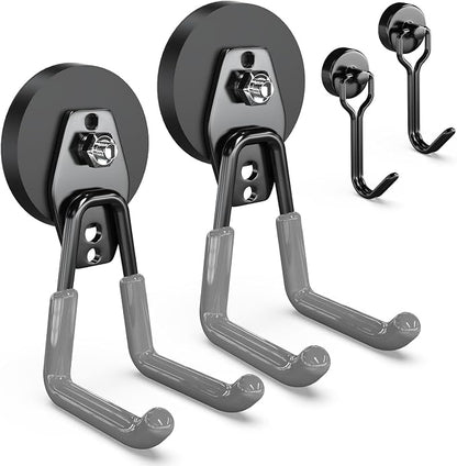 3-H Heavy Duty Magnet Garage Hooks 2 Pack, Large Strong Magnetic Hooks by 3-H