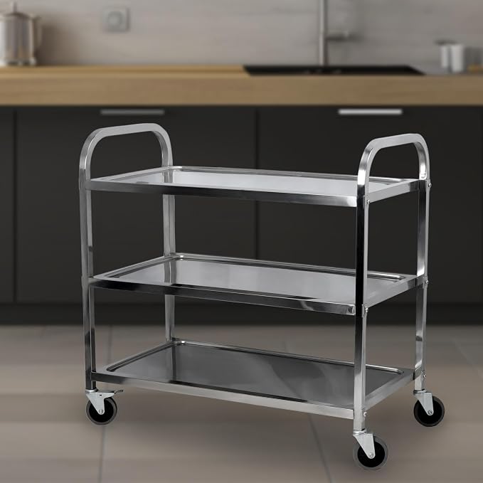 uyoyous 3 Tier Stainless Steel Utility Cart 37"x20"x37" Commercial Heavy Duty - Image 9