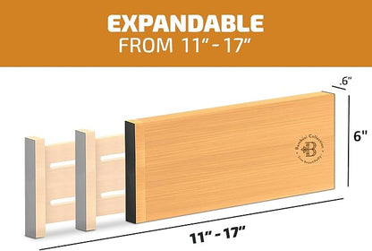 6 Pack Drawer Dividers 6 Inch High, 11”-17" Adjustable Bamboo Organizers Large - Image 2