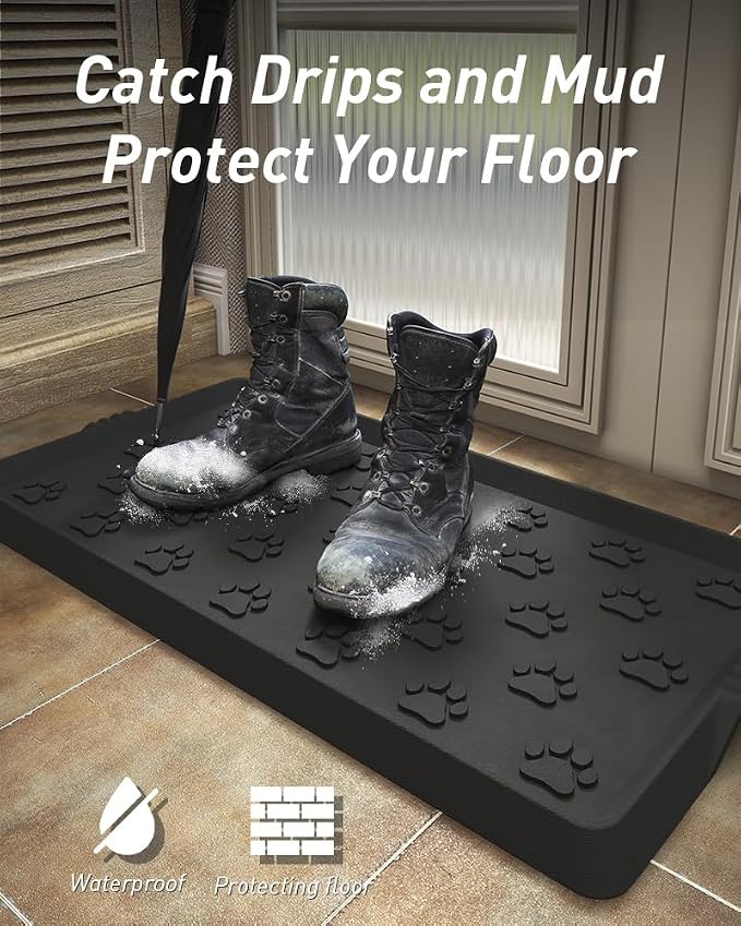 SUPENUIN Paw Pattern Boot Tray for Entryway Waterproof Rubber Mats for Dogs - Image 5