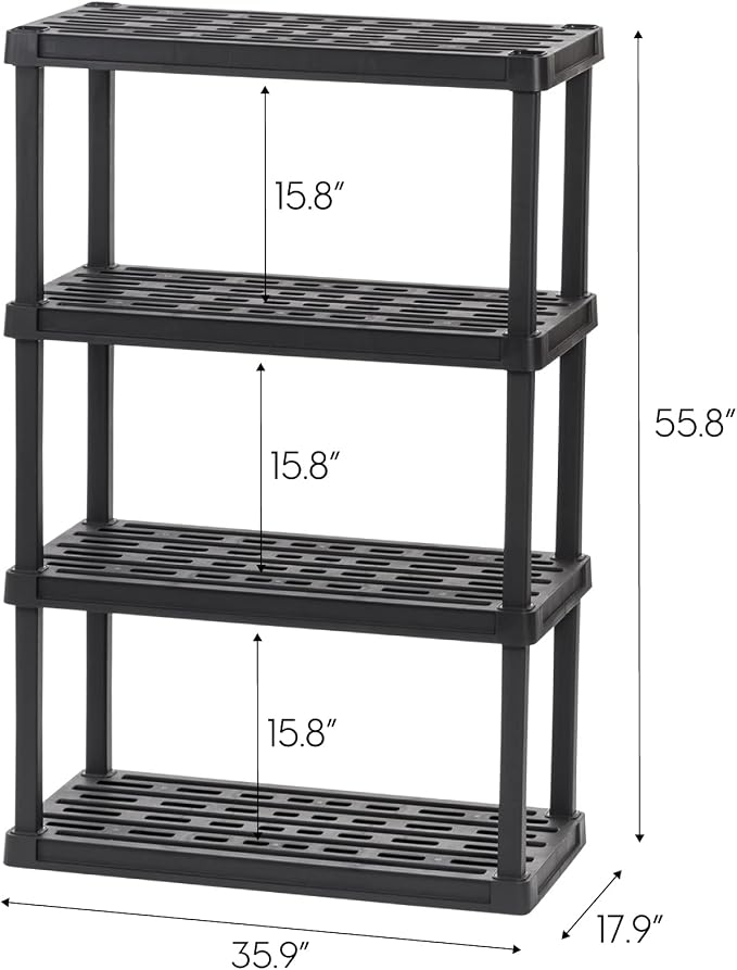 IRIS USA 4-Shelf Heavy Duty Plastic Storage Shelves, 600lb Capacity, Large - Image 3