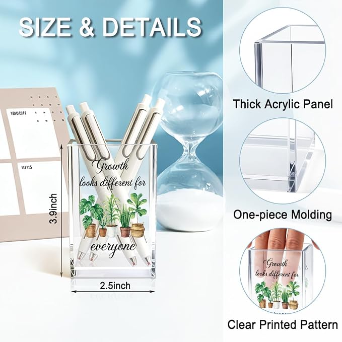 Growth Looks Different for Everyone Acrylic Cosmetic Pencil Holder Cup - Image 2
