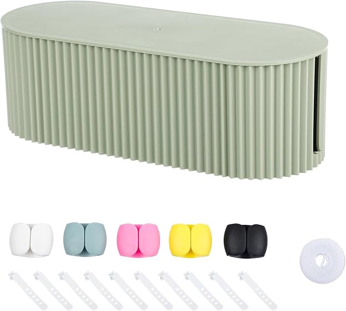 Green Cord Organizer Box, Plastic Cable Management Box - Image 2