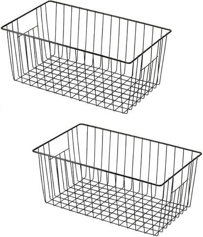 16" L x 12" W Wider Freezer Storage Organizer Baskets Container, Deep Metal by Y.Z.Bros