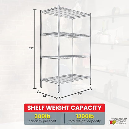 Quantum Storage Systems RWR72-2442LD Adjustable Wire Chrome 4 Shelves 72" H x - Image 3