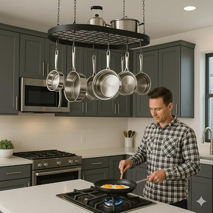 Ceiling Pot and Pan Hanging Rack, Matte Black Kitchen Organizer | - Image 5