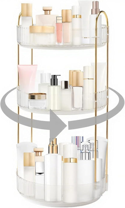 360° Rotating Makeup Organizer, Bathroom Make Up Spinning Holder Rack, Large - Image 2
