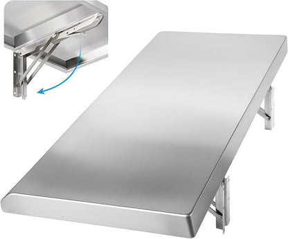 Stainless Steel Folding Concession Shelf 24" x 18" | Heavy Duty Drop Down by Toriexon