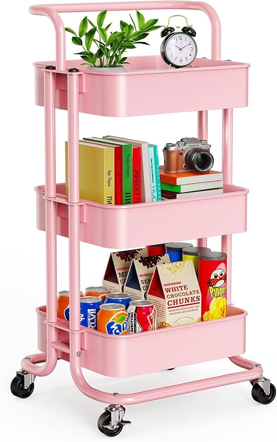 Pipishell 3 Tier Rolling Cart, Metal Utility Cart by Pipishell