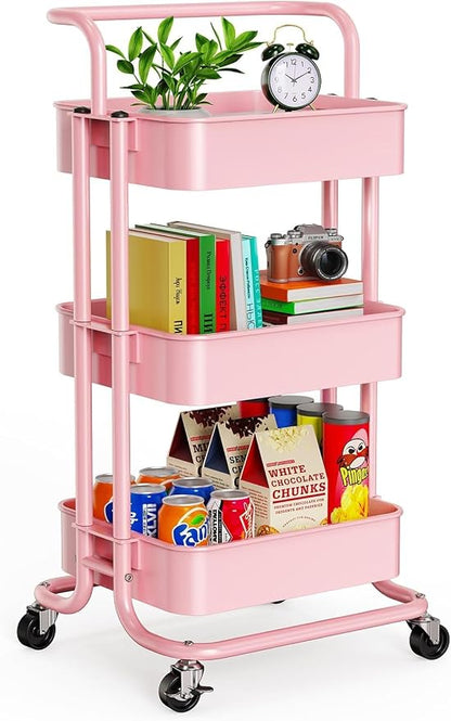 Pipishell 3 Tier Rolling Cart, Metal Utility Cart by Pipishell