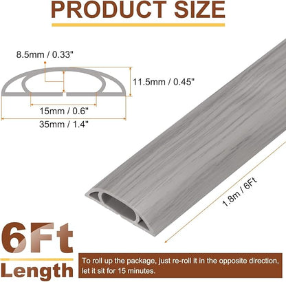 HARFINGTON 6ft Cord Cover Floor W0.6 x H0.33 Inner Channel PVC Hide Extension - Image 2