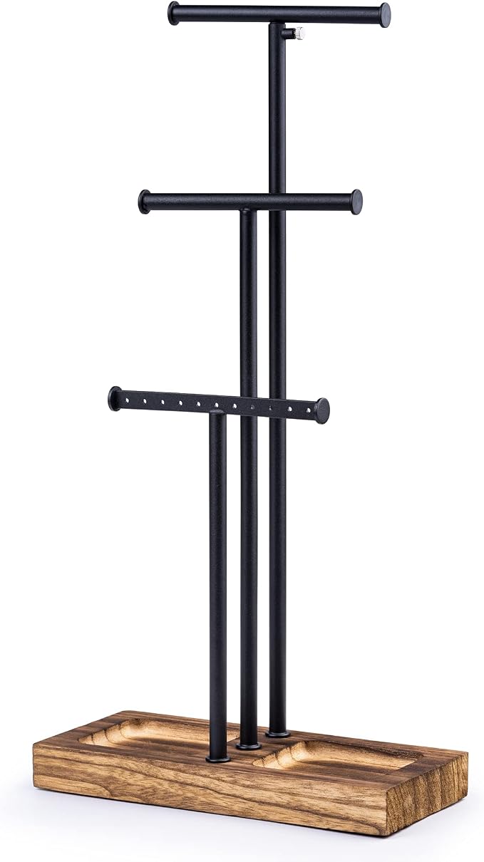 Love-KANKEI Jewelry Organizer Stand Metal & Wood Base and Large Storage by Love-KANKEI