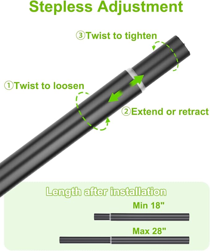 Closet Rod for Hanging Clothes, 18 to 28 Inches Adjustable Clothes Rod for - Image 2