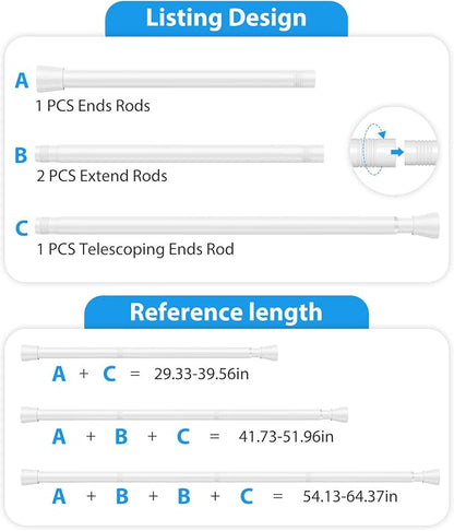Spring Tension Curtain Rod 30 to 64 Inch, Adjustable Curtain Rods No Drilling - Image 2