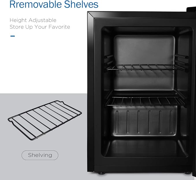 Compact Mini Freezer with LED Light 3-Layer Glass Display Door 2.1 Cu Ft with 2 - Image 3