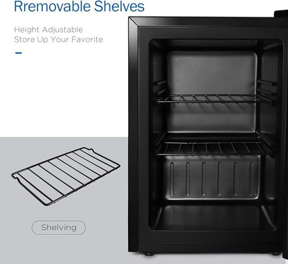 Compact Mini Freezer with LED Light 3-Layer Glass Display Door 2.1 Cu Ft with 2 - Image 3