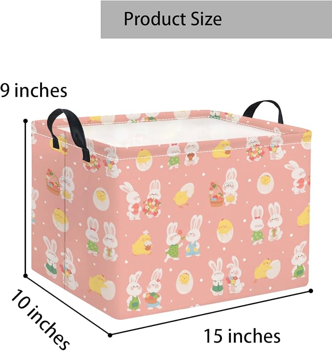 Rectangular Easter Basket for Home Kitchen Baby Girls Basket Cute Storage Bin - Image 2
