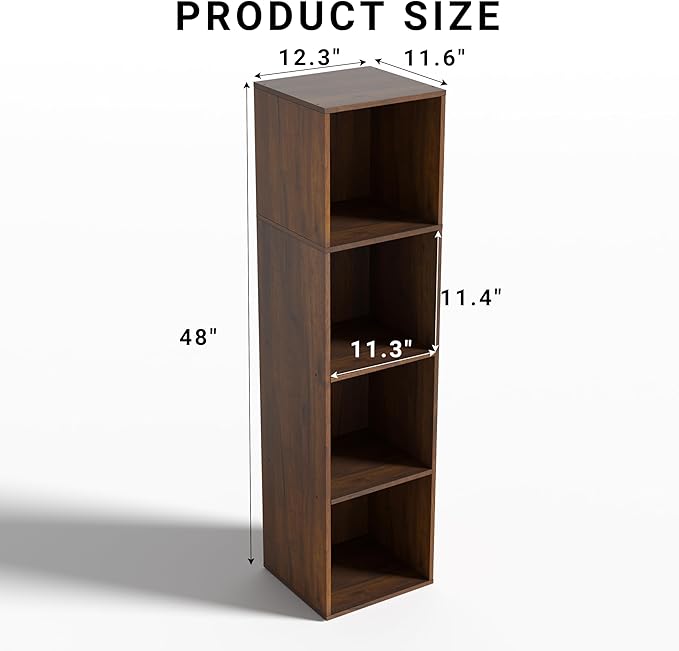 4Cube Storage Organizer, 4 Tier Cube Low Bookcase Freestanding Storage Display - Image 3