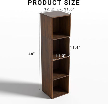 4Cube Storage Organizer, 4 Tier Cube Low Bookcase Freestanding Storage Display - Image 3