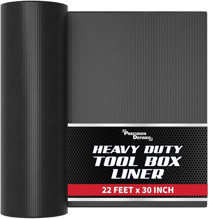 Precision Defined Tool Box Shelf Liner Non-Slip 22 Ft x 30 Inch Wide Black | by PrecisionDefined