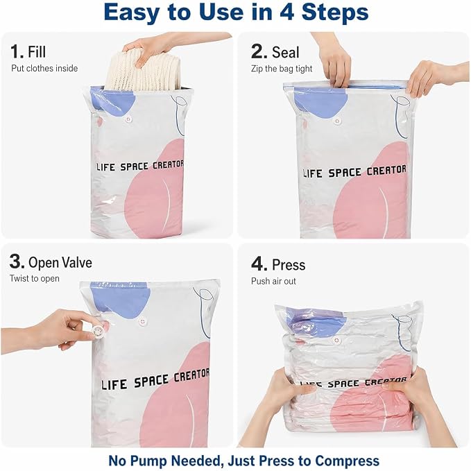 No Pump Vacuum Storage Bags, Cube Compression Storage Bags - Image 8