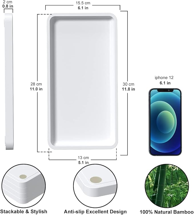 Weenson Bathroom Vanity Trays for Countertop Toiletries Decor Candle Perfume - Image 5