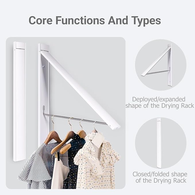 No Drill Wall Mounted Drying Rack 65 lb Aluminum - Image 3